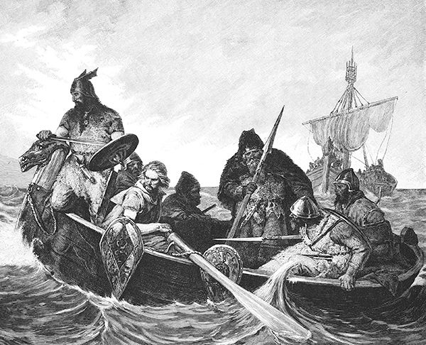 Vikings landing a boat