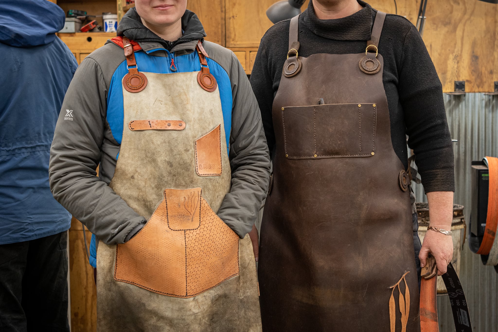 Custom leather aprons made on a course at Tharwa Valley Forge